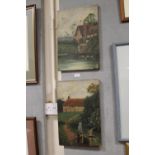 TWO OIL ON CANVAS PICTURES DEPICTING COUNTRY SCENES SIGNED JOHN A LOFTUS 1916