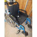 A BLUE WORLDWIDE MOBILE WHEELCHAIR