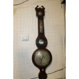 A 19TH CENTURY MAHOGANY WHEEL BAROMETER BY P NICHO OF LIVERPOOL, H 96 cm