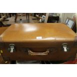 A VINTAGE PIONEER LEATHER SUITCASE