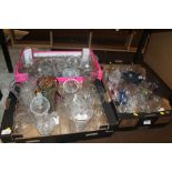 THREE TRAYS OF ASSORTED GLASSWARE TO INCLUDE CUT GLASS EXAMPLES