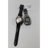 A RETRO CASIO CAMERA WRIST WATCH, TOGETHER WITH A SEIKO KINECTIC WRIST WATCH