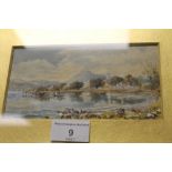 A FRAMED AND GLAZED WATERCOLOUR OF A SCOTTISH SEASCAPE SCENE