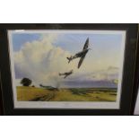 A FRAMED AND GLAZED LIMITED EDITION PRINT BY ROBERT TAYLOR 'EAGLES PREY', signed by Don Blekeslee,