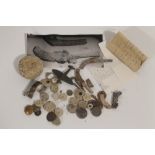 A SMALL COLLECTION OF ANTIQUITIES, to include 18th century dated lead seals, various part petronels