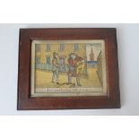 HAND COLOURED ENGRAVING, TITLED "JEW PURCHASING OLD CLOTHES", published Alnwick, 1812-1817. 30.5 cm