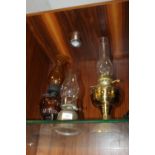 THREE ASSORTED OIL LAMPS