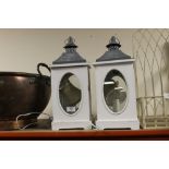 A PAIR OF MODERN WHITE LANTERN LAMPS