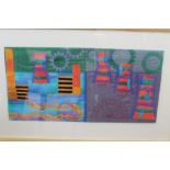 A LOCAL INTEREST FRAMED AND GLAZED MODERN TEXTILE ARTWORK 'WOLVERHAMPTON INDUSTRIES' SIGNED TO THE