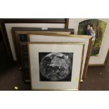 A QUANTITY OF ASSORTED PICTURES AND PRINTS TO INCLUDE A PRINT FROM SPACE OF THE EARTH 'THE WORLD