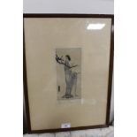 A FRAMED AND GLAZED COLOURED PRINT OF A JAPANESE PORTRAIT