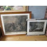 2 FRAMED AND GLAZED ENGRAVINGS ENTITLED 'THE DEATH OF GENERAL WOLFE ' AND ' THE CUT FINGER '