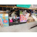 A LARGE QUANTITY OF ASSORTED ITEMS TO INCLUDE TOYS AND GAMES, DRINKING GLASSES ETC.