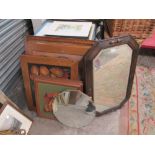 A QUANTITY OF PRINTS AND MIRRORS TO INCLUDE AN OAK FRAMED WALL MIRROR