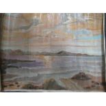 A VINTAGE UNFRAMED OIL ON CANVAS DEPICTING A SEA SCAPE SIGNED S. FOSTER