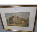 A SIGNED G. M. MORRIS WATERCOLOUR OF A COUNTRY COTTAGE