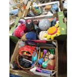 TWO TRAYS OF CHILDRENS TOYS ETC.