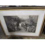 A LARGE FRAMED AND GLAZED ENGRAVING ENTITLED ' CHRIST LEAVING THE PRAETORIUM'