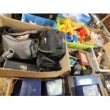 TWO TRAYS OF ASSORTED VINTAGE CAMERAS AND ACCESSORIES