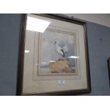 A FRAMED AND GLAZED WATERCOLOUR DEPICTING BIRDS SIGNED CUTTACK