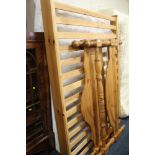 A MODERN PINE DOUBLE BED FRAME WITH MATTRESS