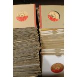 A BOX CONTAINING A LARGE QUANTITY OF VARIOUS 45RPM VINYL RECORDS, to include advanced promotional c