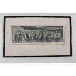 A FRAMED ENGRAVING TITLED CHAUCERS CANTERBURY PILGRIMS