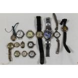 A GENTLEMAN'S 9ct GOLD ACCURIST WRIST WATCH A/F, along with a small quantity of watches a/f