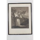 A FRAMED AND GLAZED PRINT TITLED OF THE STEPS TO THE TERRACE ROEDEAN BY D B MARTIN