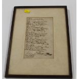 A FRAMED AND GLAZED HAND WRITTEN PRAYER SIGNED MONTGOMERY JAMES 1839