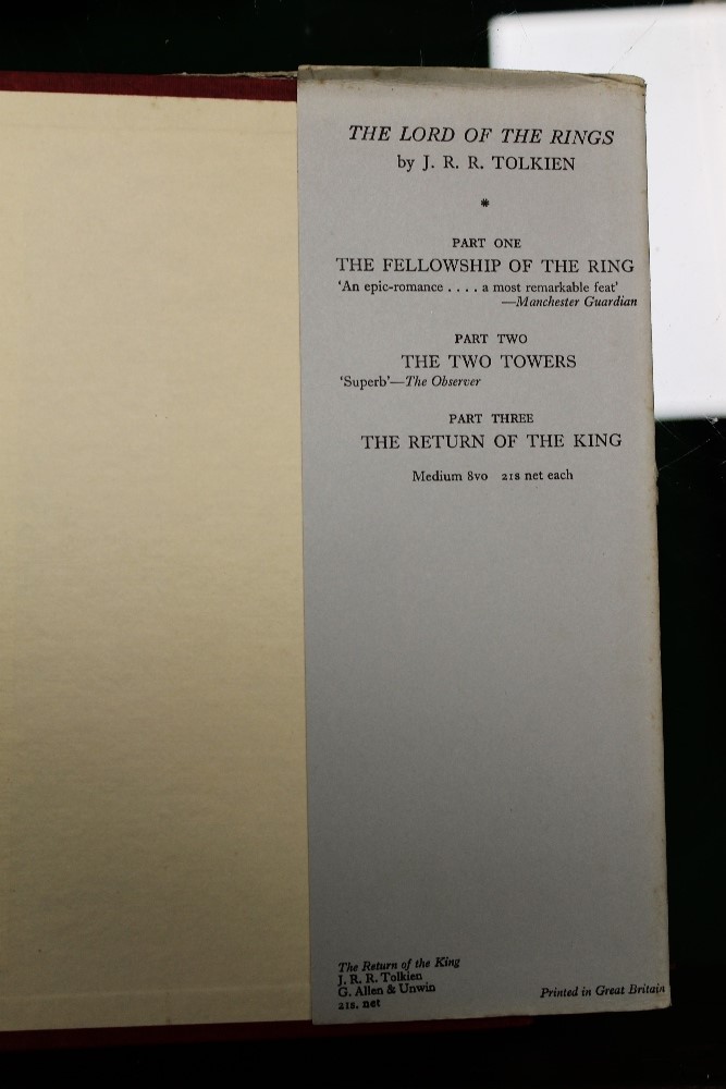 J.R.R. TOLKEIN - 'THE LORD OF THE RINGS' FIRST EDITION SET WITH DUSTJACKETS, published by George Al - Image 11 of 12