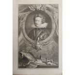 A FRAMED AND GLAZED PORTRAIT ENGRAVING OF HENRY, PRINCE OF WALES AND SON OF KING JAMES THE 1ST 1738