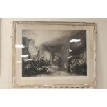 A FRAMED AND GLAZED MEZZOTINT OF WESLYIAN FIRE