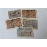 CHANNELS ISLANDS, GERMAN WWII OCCUPATION NOTES - Jersey 6d x 2, 1/- & 2/-, Guernsey 6d