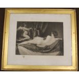 A FRAMED AND GLAZED NUDE MEZZOTINT