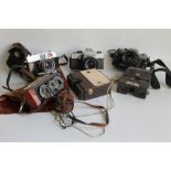 A COLLECTION OF VINTAGE CAMERAS, to include a twin lens 'Lloca' and a 'Minolta XG-M'