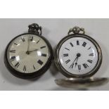 A SILVER HUNTER POCKET WATCH, movement signed W. Reuschel, London and a silver pair cased watch, mo