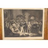 A FRAMED ENGRAVING OF REFORMERS AT COURT WITH THE KING