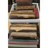 TWO BOXES OF VICTORIAN PHOTOGRAPH AND POSTCARD ALBUMS A/F, no contents