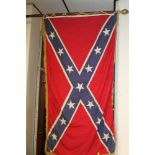 A VINTAGE CONFEDERATE AMERICAN PARADE FLAG, on two piece pole