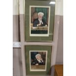 A SET OF TWELVE FRAMED AND GLAZED SALLON "LEGAL" CARICATURE PORTRAIT PRINTS