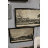 PAIR OF FRAMED ENGRAVINGS BEHIND GLASS ' ROYAL DOCKYARD CHATHAM' 'ROYAL DOCKYARD WOOLWICH'