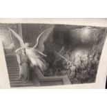 A LARGE UNFRAMED ENGRAVING DEPICTING AN ANGELIC SCENE