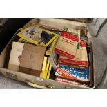 A VINTAGE SUITCASE CONTAINING A SELECTION OF 'GEOGRAPHIA' MILEAGE MAPS, MAGAZINES ETC