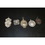 A COLLECTION OF FOUR SILVER FOB MEDALS