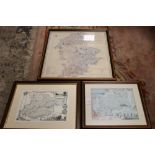 THREE FRAMED AND GLAZED REPRODUCTION MAPS