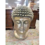 A LARGE AND IMPRESSIVE GILDED BUDDHA HEAD H 82 CM