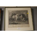 A FRAMED AND GLAZED ENGRAVING ENTITLED 'DEER STALKERS'