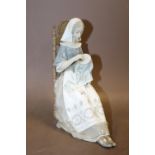 A LARGE LLADRO EMBROIDERY LADY FIGURE