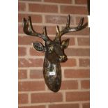 A RESIN WALL MOUNTABLE STAGS HEAD